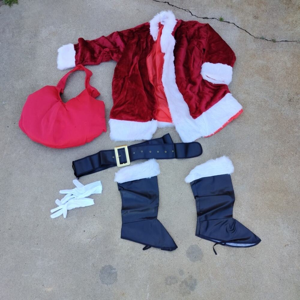 Plus Size Rubies Santa Jacket Belt Gloves Shoe Covers Fluffy Pudge